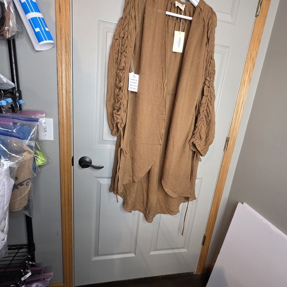 NWT Brandy Joy Joyfolie Camel Brown Flowy Prairie Kimono Duster Lg Cardigan - Picture 3 of 11